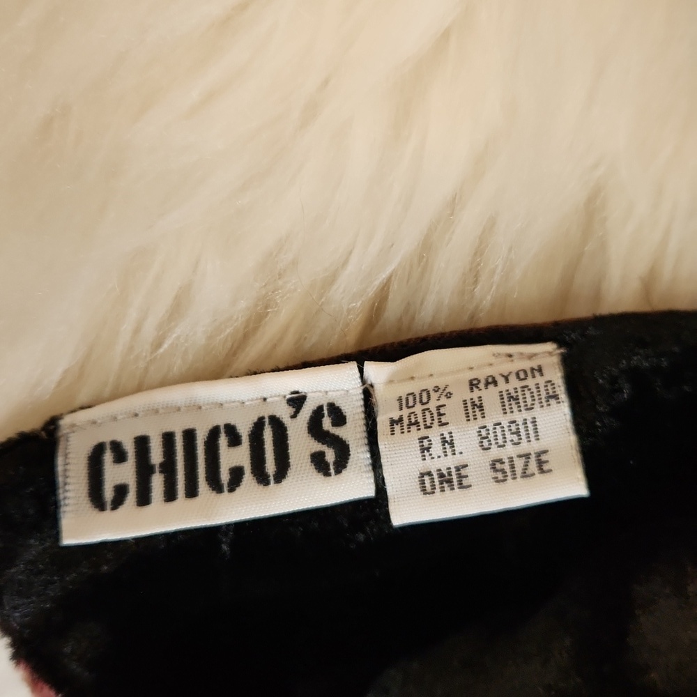 Chico's Vintage Animal Print Patchwork Velour Scarf - Picture 3 of 7